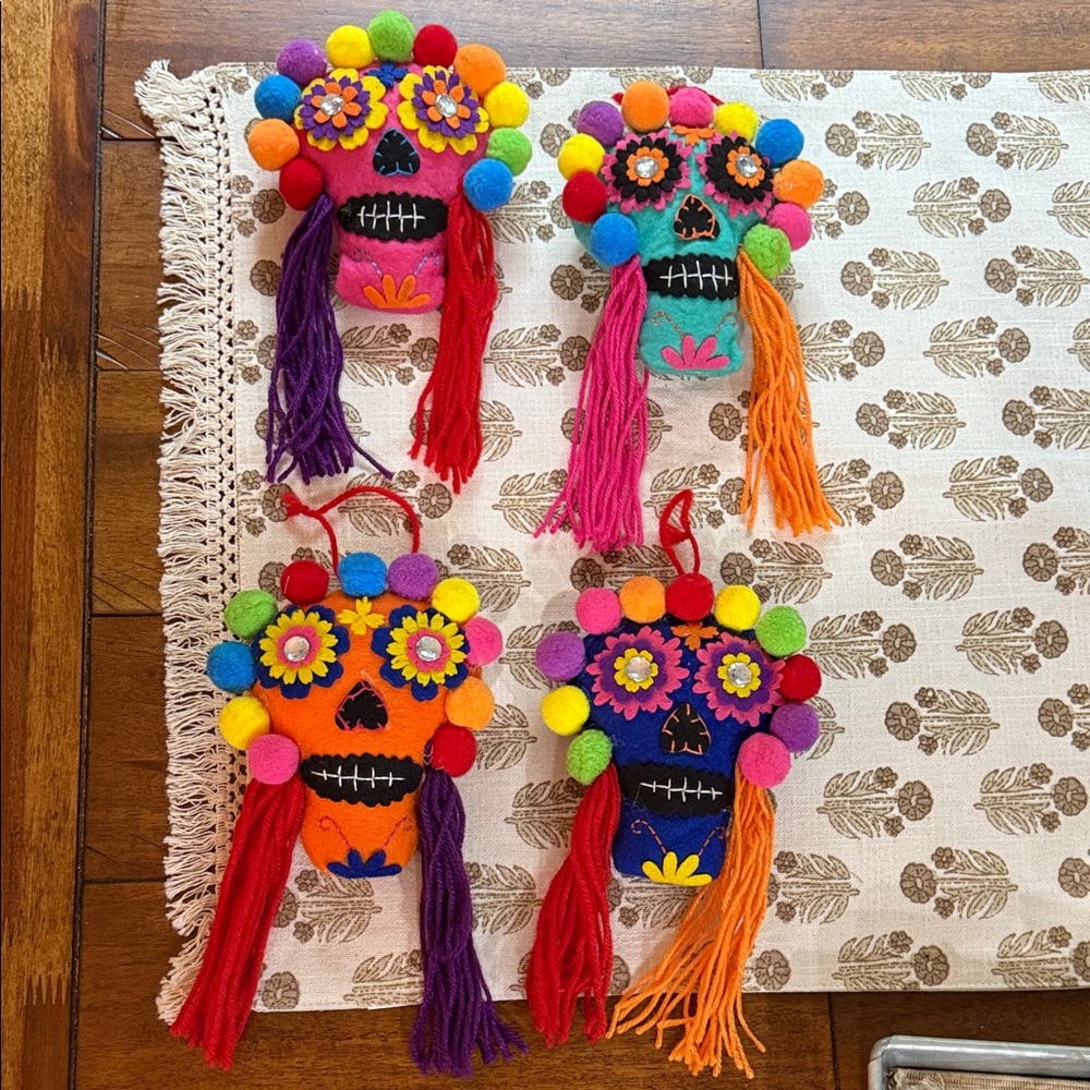 Colorful Sugar Skull Felt Ornaments